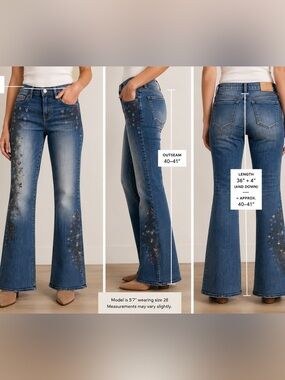 Driftwood Farrah Floral Embroidered Flare Jeans Size 28